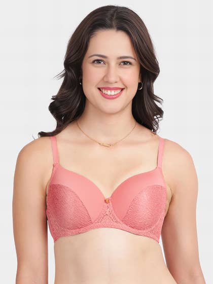 Susie Mauve Glow Half Lace Padded Wired Bra