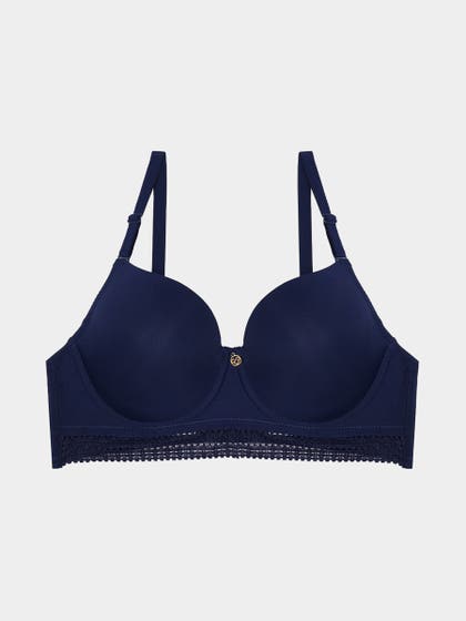 Susie Navy Peony Underband Lace Padded Wired Bra