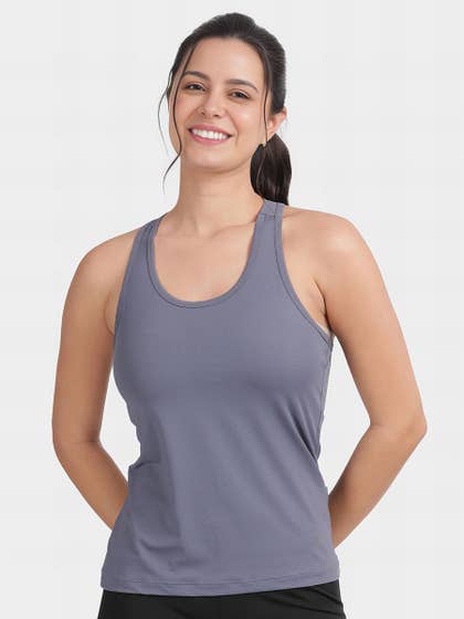Shyaway Nightshadow Blue Racerback Fitted Tank Top