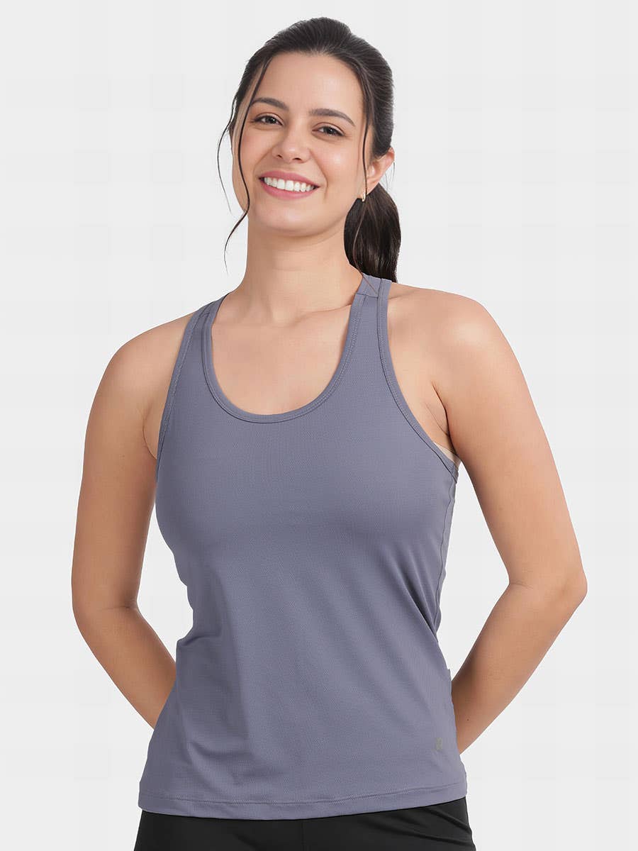 Shyaway Nightshadow Blue Racerback Fitted Tank Top