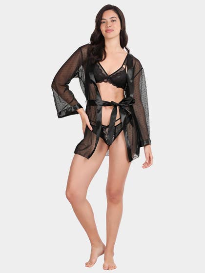 Shyle Black Beauty Full Sleeve Hooded Babydoll