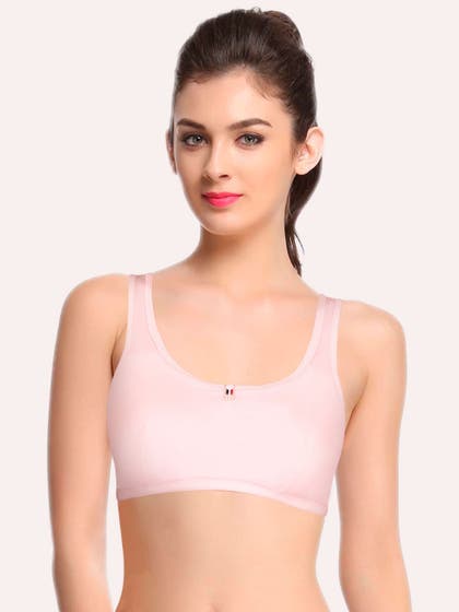 Shyle Baby Pink Beginners Bra With Button Embellished Neckline