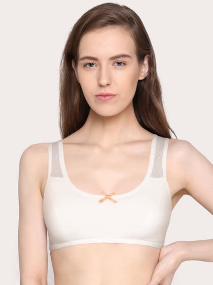 Shyle White Beginners Bra With Perforated Straps