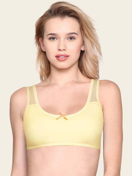Shyle Yellow Beginners Bra With Perforated Straps