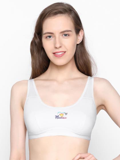 Shyle Off White Unpadded Beginners Bra With Scalloped Lace Neckline