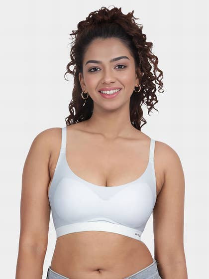 Shyaway Teens Pastel Blue Contrast Band Padded Seamless Bra