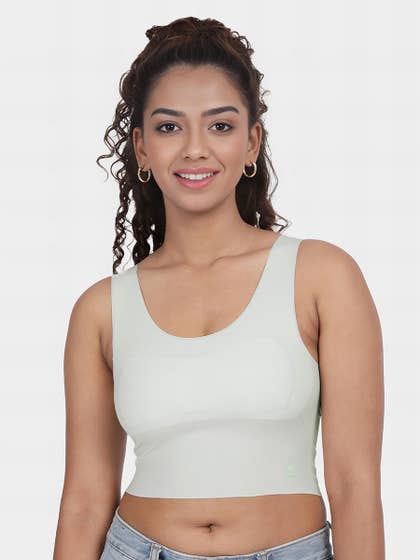 Shyaway Teens Pale Green Lightly Padded Ribbed Seamless Bra