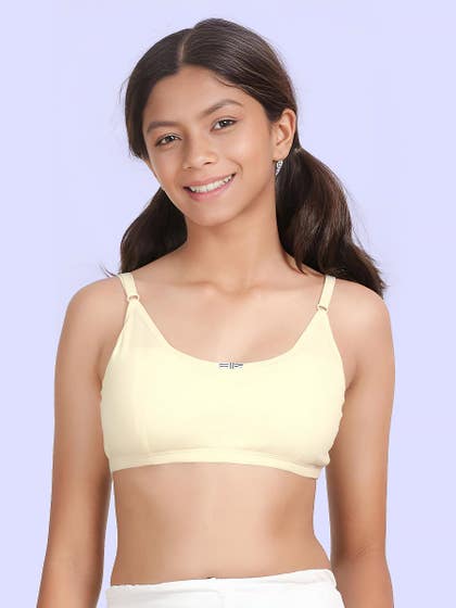 Shyaway Teens Light Yellow Darted Teens Slip On Bra
