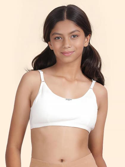 Shyaway Teens White Darted Teens Slip On Bra