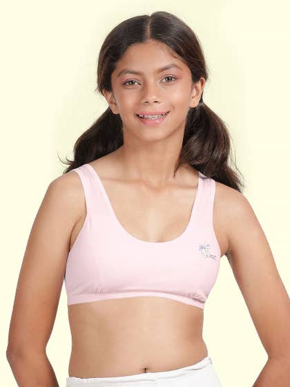 Shyaway Tweens Baby Pink Bottom Gathers Teens Bra