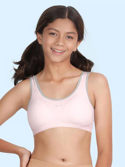 Shyaway Tweens Baby Pink Contrast Neckline Padded Teens Bra