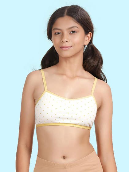 Shyaway Teens White Polka Printed Slip On Bra
