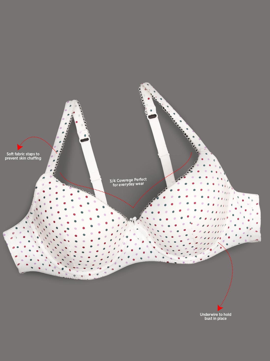 Taabu Black Beauty Heart Print Padded Wirefree T shirt Bra