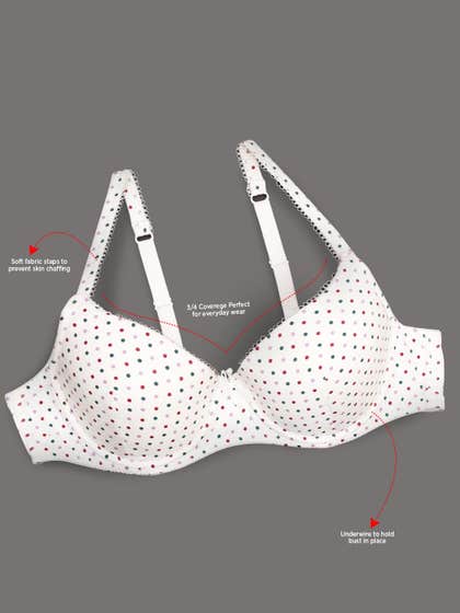 Susie White with Multicolor Polka Dotted Everyday Bra