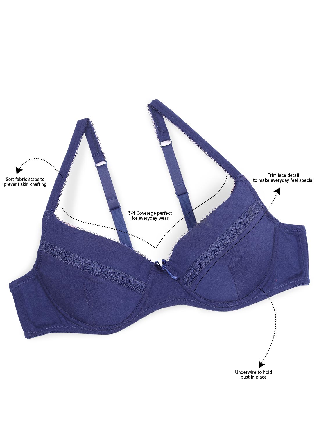 Taabu Black Beauty Heart Print Padded Wirefree T shirt Bra