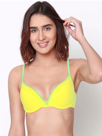Susie CANDY Yellow Green Push Up Bra With Plunging Neckline