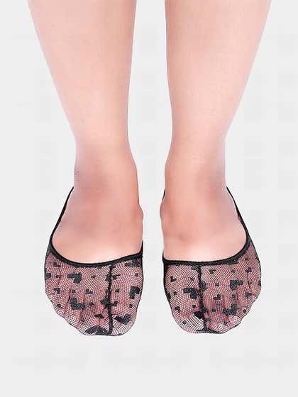 Shyle Black Beauty Heart Lace Seamless Ankle Socks