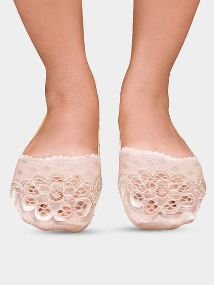 Shyle Buff Skin Front Lace Seamless Ankle Socks