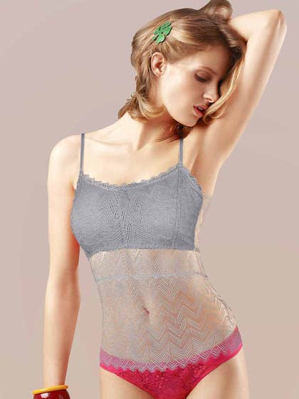 SHYLE GREY FULL LACE ADJUSTABLE STRAP SEXY CAMISOLE