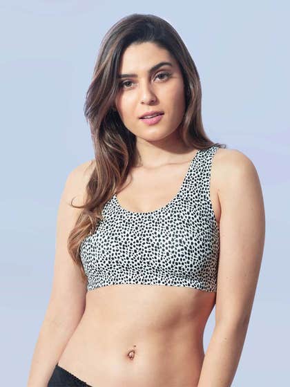 Shyaway Black White Leopard Print Sports Bra