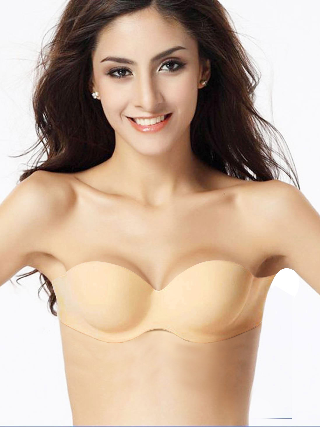 adhesive ivory backless underwire strapless bra 