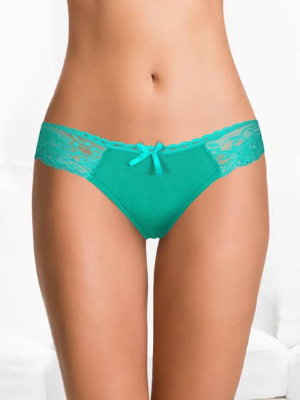 Shyle Aqua Green Lace Waist Band G-String Panty 
