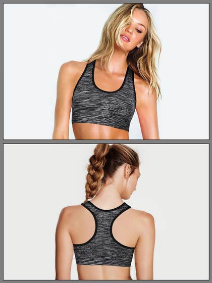 Shyle Black And Dim Grey Chaotic Stripe Racerback Sports Bra
