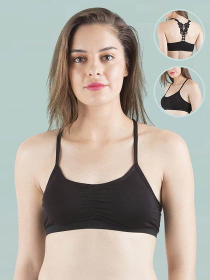 Shyle Black Back Thick Lace Padded Cami Bra