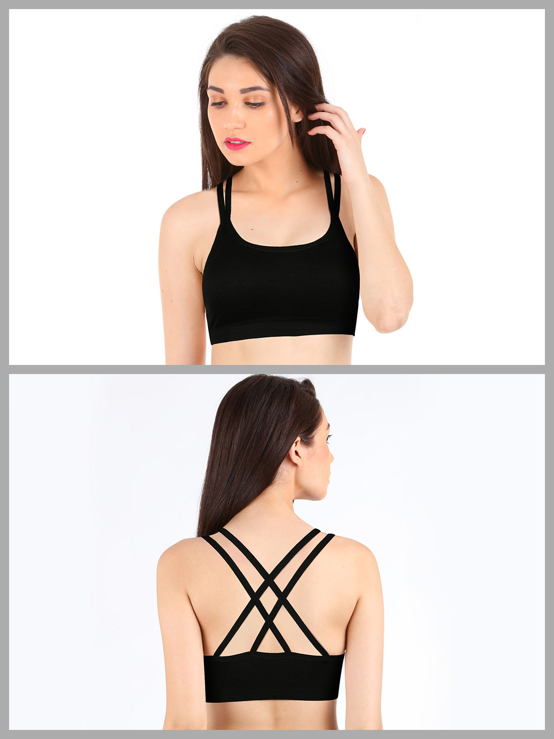 Cross back strap bra discount
