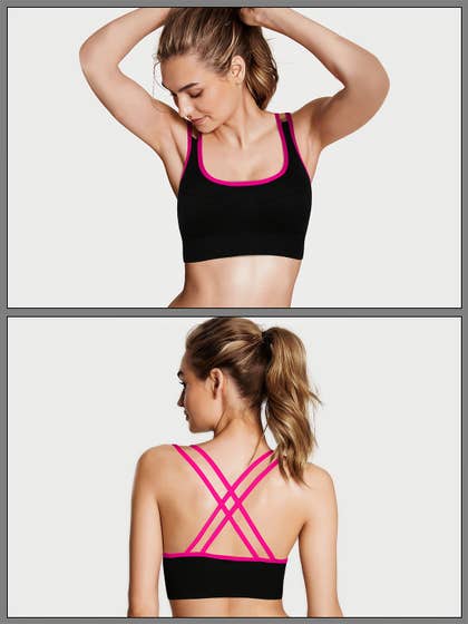 Shyle Black Magenta Straps Sports Bra