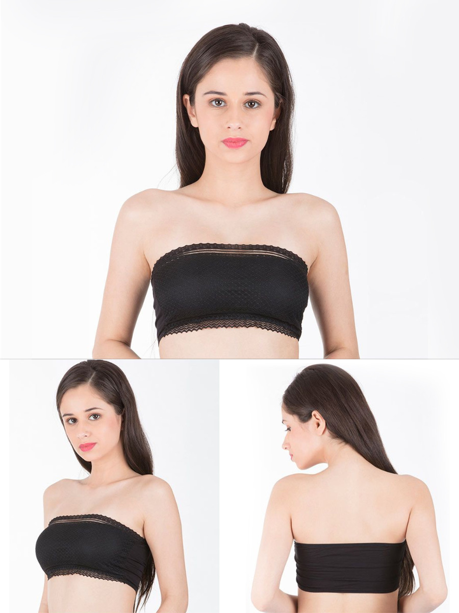 shyle black padded lace bandeau bra