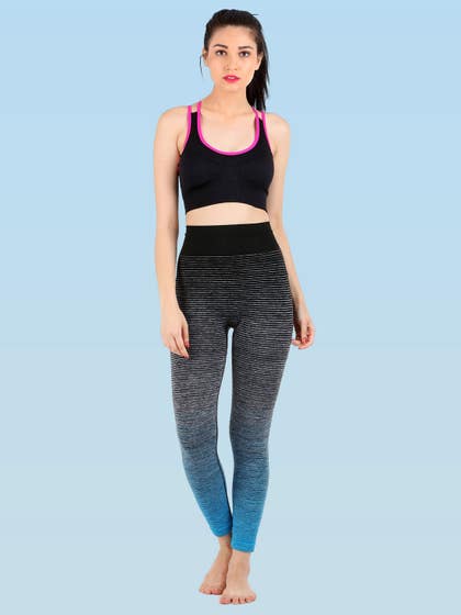 Shyle Double Shade Black Blue Stripes Sports Pant