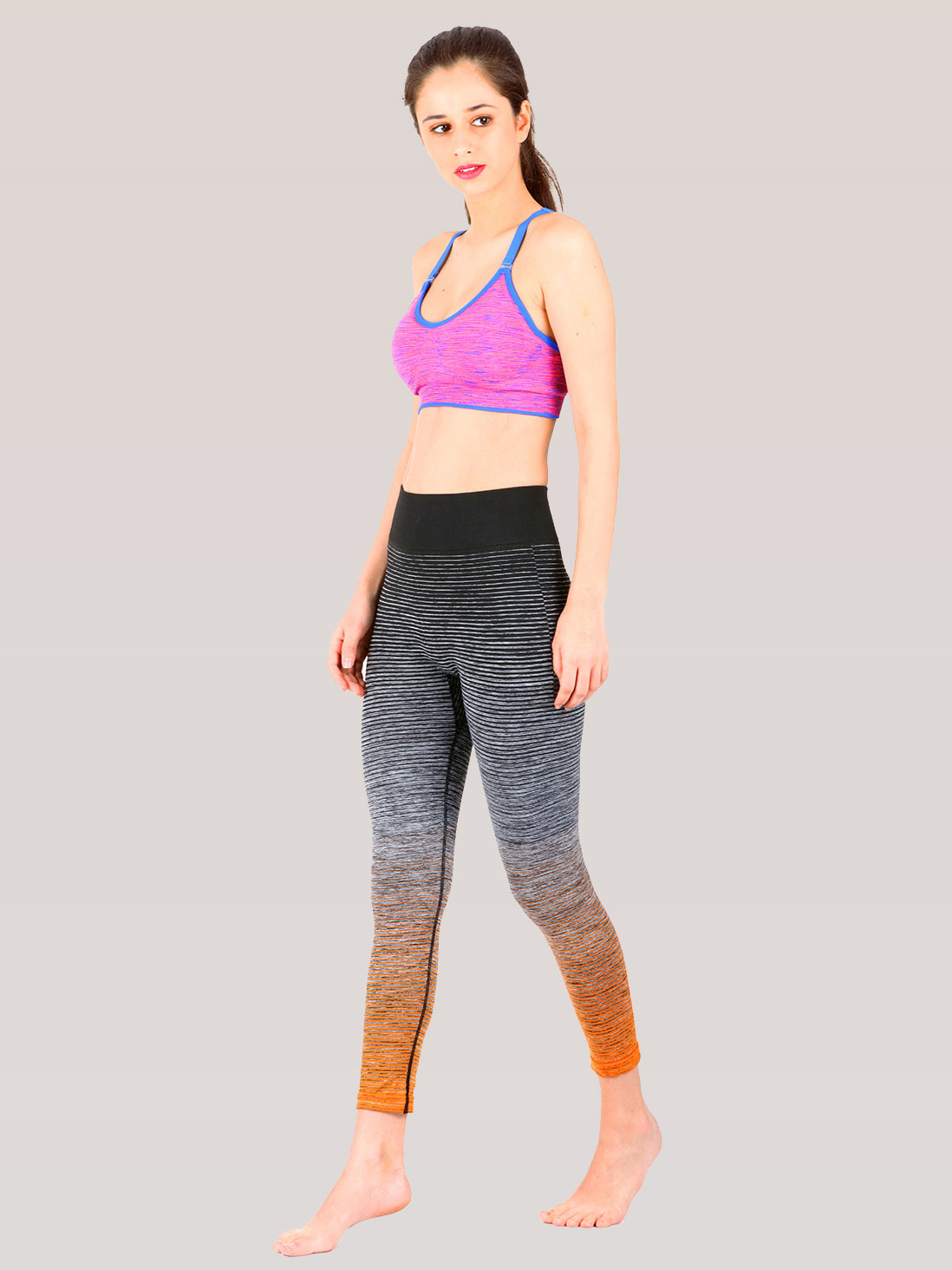 shyle double shade black orange stripes sports pant