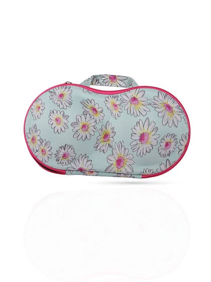 Shyle Light Green Laisy Daisy Flower Print  EVA Travel Bra Bag