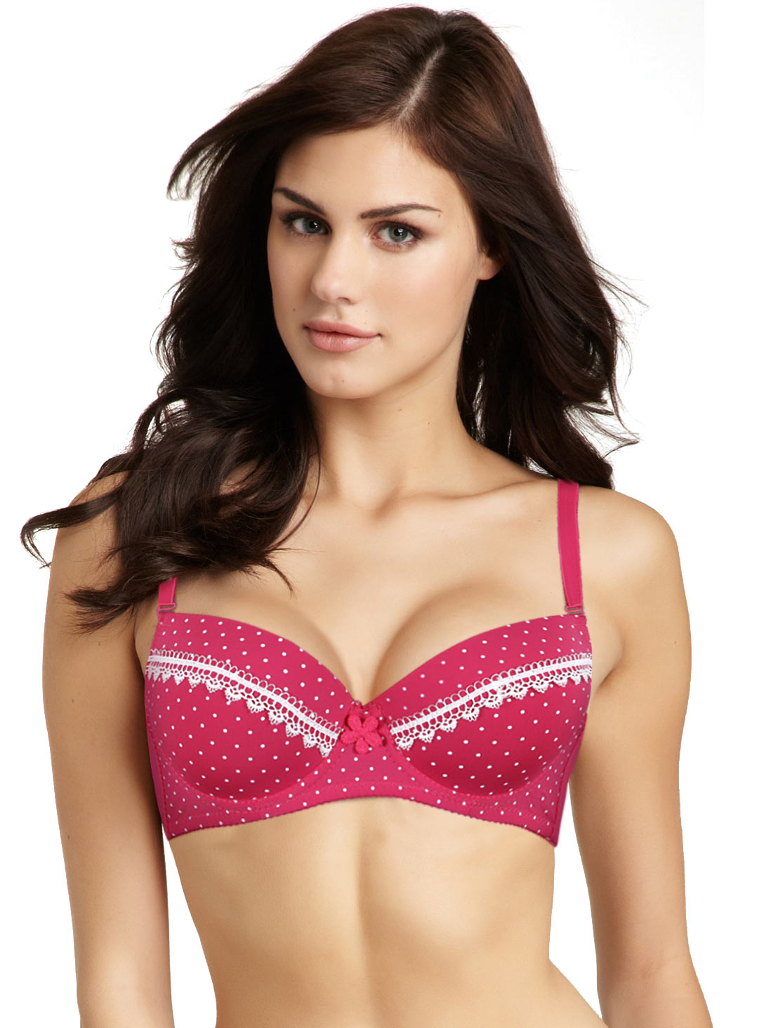 shyle magenta polka dotted multiway strapped push up bra
