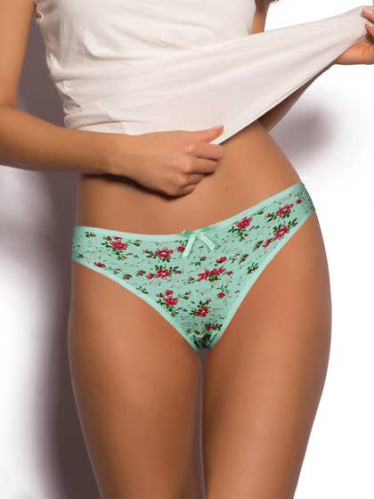 Shyle Mint Green Tiny Floral Print Thong Panty