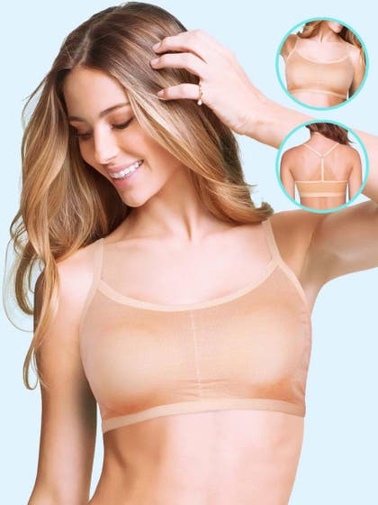Shyle Nude Comfy Cotton Lace Racerback Cami Bra