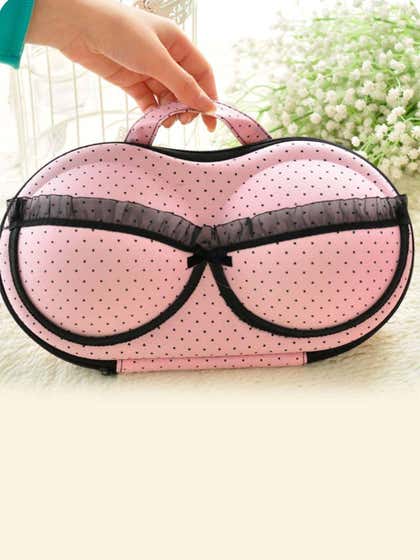 Shyle Pink Polka Printed Bra Bag