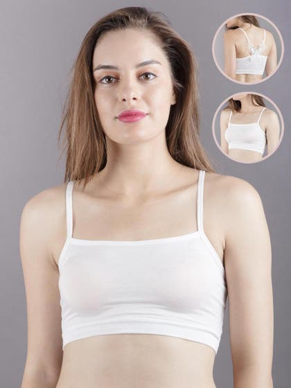 Shyle White Back Lace Unpadded Cami Bra