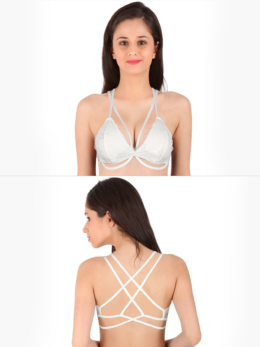 Buy Shyle White Lace Cross Cage Bra for Women Shyaway