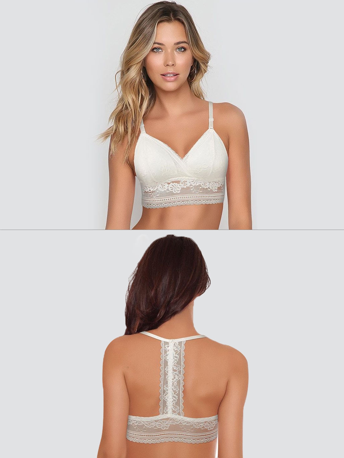 White padded lace bralette top