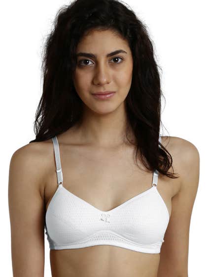 Shyle White Seamed Cotton Teenage Bra