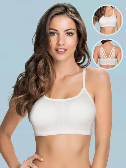 Shyle White Strappy Lace Racerback Cami Bra 