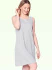 Shyaway White Grey Thin Stripes Sleeveless Nightgown
