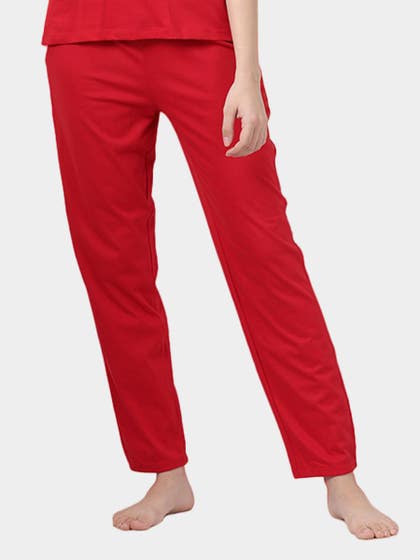 Shyaway Fiery Red Contrast Tape Full Length Pants