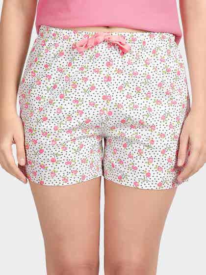 Shyaway Grey Floral Printed Mid Thigh Shorts