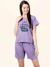 Shyaway Paisley Purple Rolled Sleeve Nightwear Shorts Set