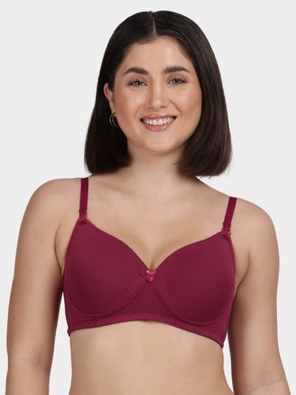 Susie Beet Red Solid Cotton Everyday Padded Bra
