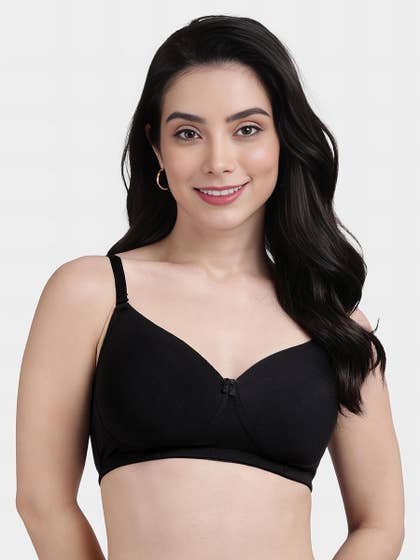 Susie Black Beauty Solid Cotton Everyday Padded Bra
