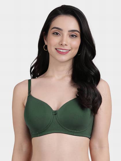 Susie Hunter Green Solid Cotton Everyday Padded Bra